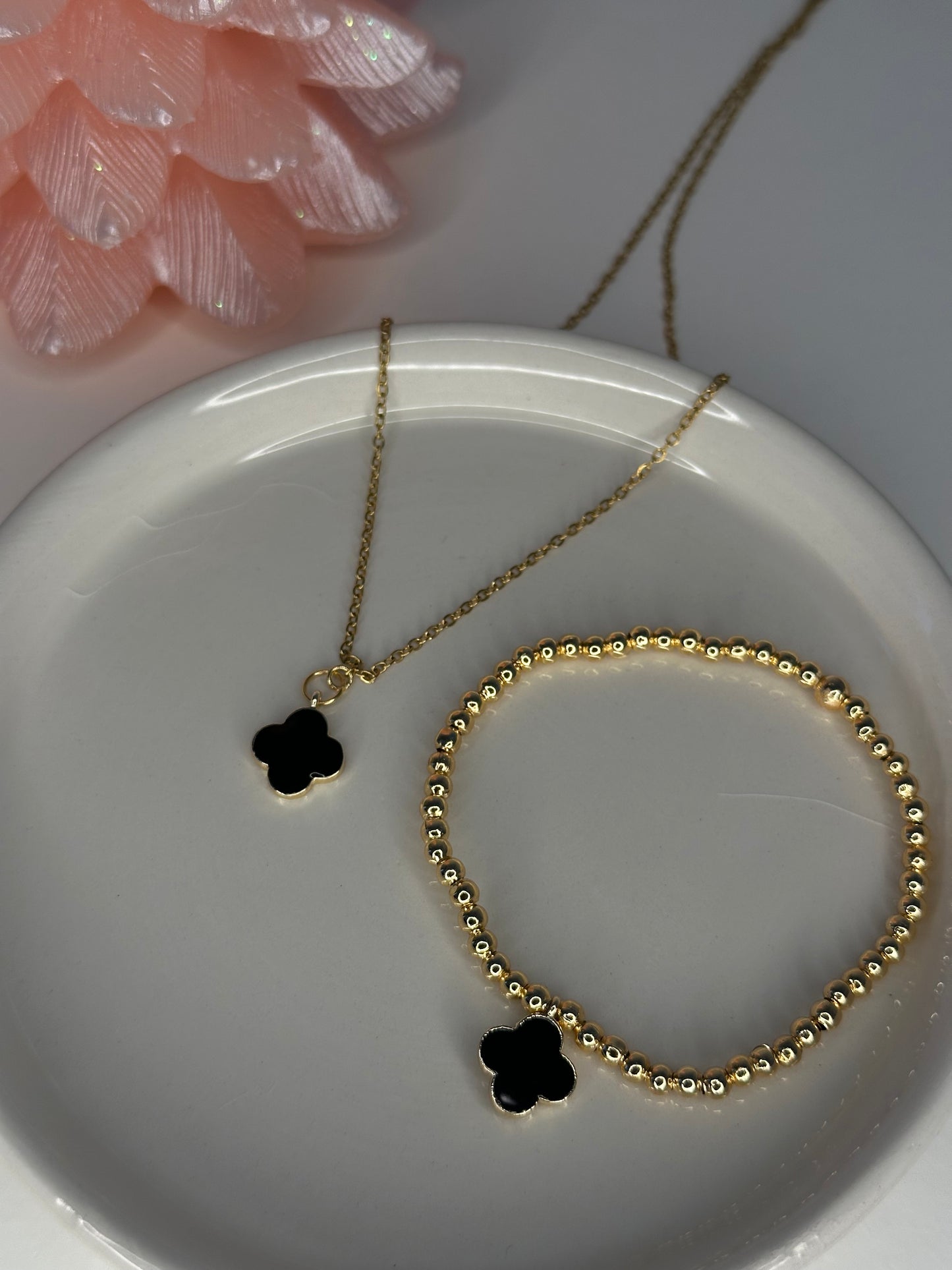 Black Clover Necklace Gold